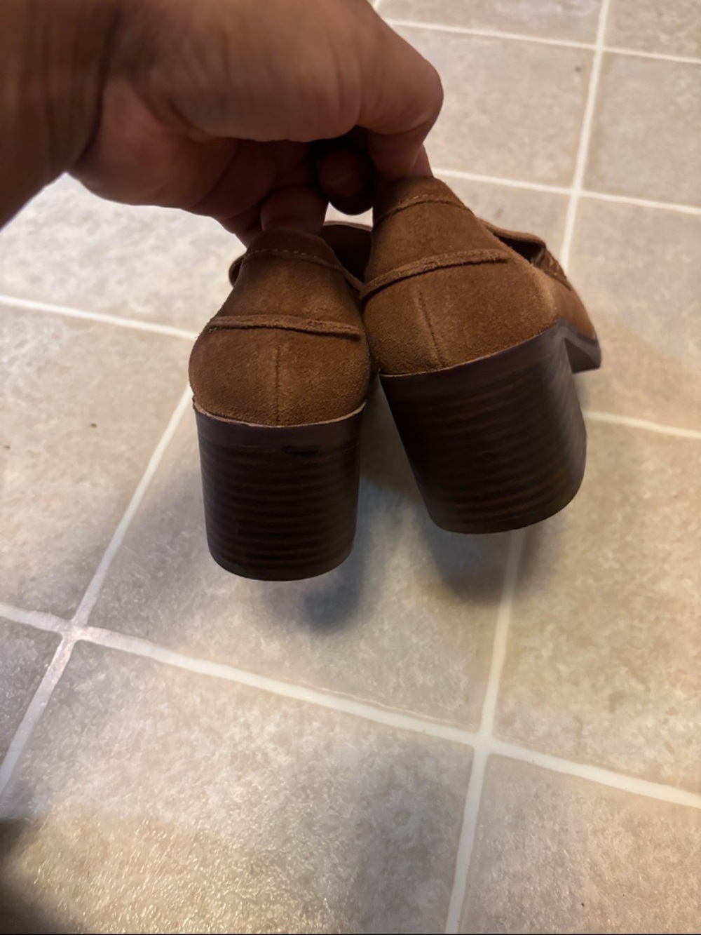 NYDJ Brown Suede Block Heel Penny Loafers - Picture 4 of 8